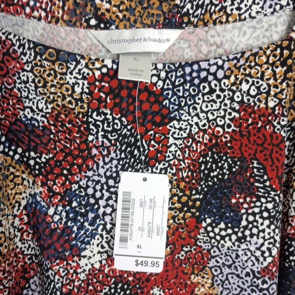 Christopher Banks Peasant Top XL NWT Square Neck Smocked Raglan Sleeve Blouse - Picture 5 of 6